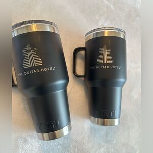 YETI Black Travel Mugs - set of 2. The Guitar Hotel Edition. NWT